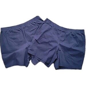 Lands' End LOT of 2 Women's Plus 18W Navy Mid Rise Cotton Blend Bermuda Shorts